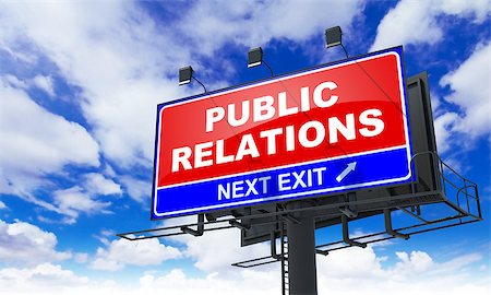 simsearch:400-07819447,k - Public Relations - Red Billboard on Sky Background. Business Concept. Stock Photo - Budget Royalty-Free & Subscription, Code: 400-07830834