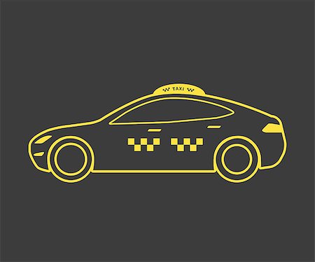 Yellow lined taxi icon of hatchback car. Line thickness fully editable Stock Photo - Budget Royalty-Free & Subscription, Code: 400-07830928