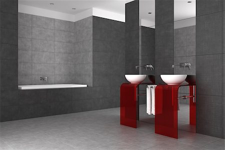 simsearch:845-05839068,k - tiled bathroom with double basin and bathtub Stock Photo - Budget Royalty-Free & Subscription, Code: 400-07831093