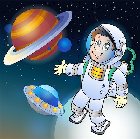 Image with space theme 1 - eps10 vector illustration. Stock Photo - Budget Royalty-Free & Subscription, Code: 400-07831178