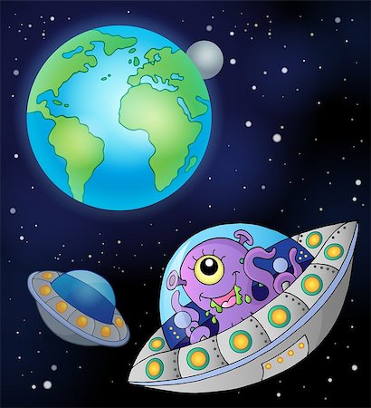 simsearch:400-06091348,k - Flying saucers near Earth - eps10 vector illustration. Photographie de stock - Aubaine LD & Abonnement, Code: 400-07831172