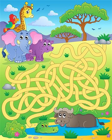 simsearch:400-06850445,k - Maze 16 with tropical animals - eps10 vector illustration. Stock Photo - Budget Royalty-Free & Subscription, Code: 400-07831188