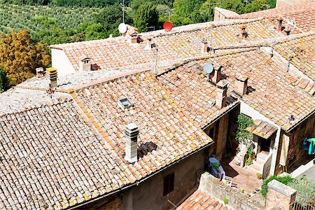 View from Montepulciano Tuscany, Italy, to rooftops Stock Photo - Budget Royalty-Free & Subscription, Code: 400-07831225