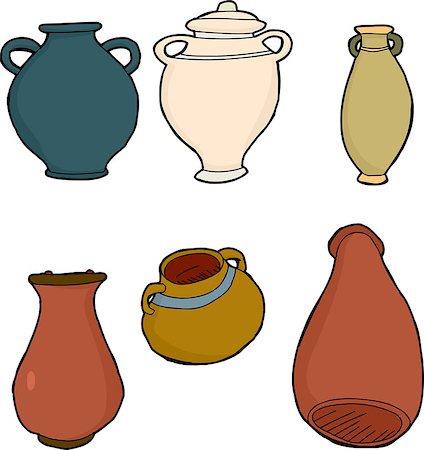 simsearch:400-07513507,k - Old greek ceramic vases and jars over white Stock Photo - Budget Royalty-Free & Subscription, Code: 400-07831324