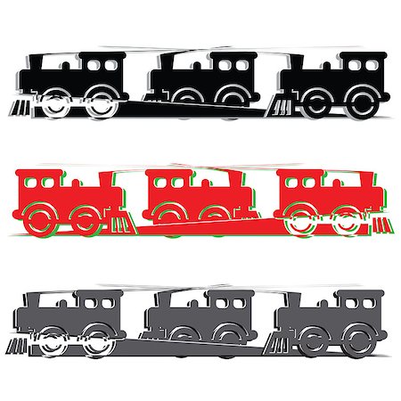 railway tracks in silhouette - several steam colorful locomotives on white background. Stock Photo - Budget Royalty-Free & Subscription, Code: 400-07831331