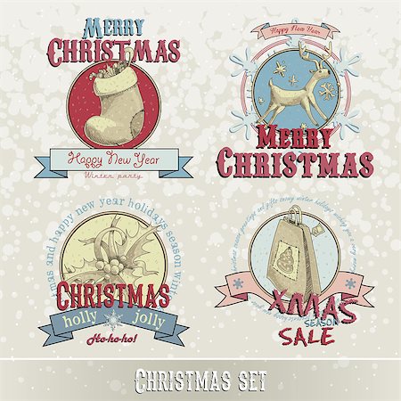 set of Christmas emblems Foto de stock - Super Valor sin royalties y Suscripción, Código: 400-07831708