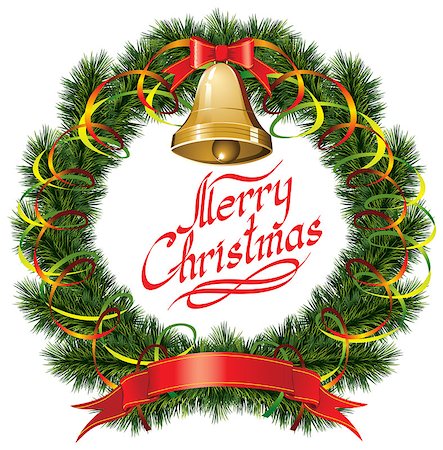 simsearch:400-05746178,k - Vector christmas bells, with christmas tree, and phrase Merry Christmas Foto de stock - Super Valor sin royalties y Suscripción, Código: 400-07831722