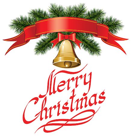 simsearch:400-05746178,k - Vector christmas bells, with christmas tree, and phrase Merry Christmas Foto de stock - Super Valor sin royalties y Suscripción, Código: 400-07831723