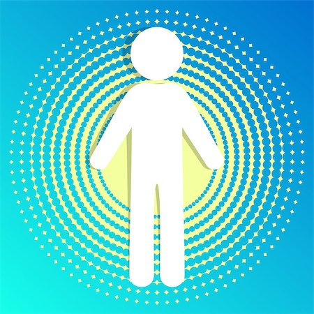 simsearch:400-05131090,k - White vector man icon on blue halftone background Stock Photo - Budget Royalty-Free & Subscription, Code: 400-07831750