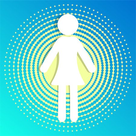 simsearch:400-05131090,k - White vector woman icon on blue halftone background Stock Photo - Budget Royalty-Free & Subscription, Code: 400-07831751