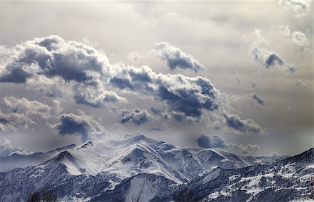 simsearch:400-07211845,k - Evening mountains and cloudy sky. Caucasus Mountains. Georgia, view from ski resort Gudauri. Stockbilder - Microstock & Abonnement, Bildnummer: 400-07831807