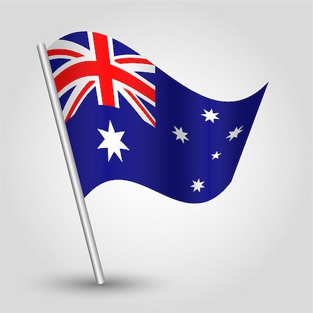 vector 3d waving australian flag - national symbol of Australia with inclined  metal stick Photographie de stock - Aubaine LD & Abonnement, Code: 400-07831819