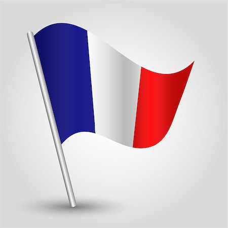 vector 3d waving french flag on pole - national symbol of  France with inclined metal stick Photographie de stock - Aubaine LD & Abonnement, Code: 400-07831826