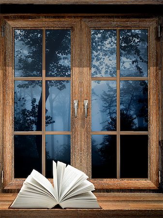 simsearch:400-04284665,k - Open book on wooden windowsill Stock Photo - Budget Royalty-Free & Subscription, Code: 400-07831853