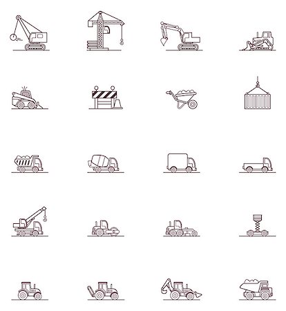 Set of the construction machinery related icons Photographie de stock - Aubaine LD & Abonnement, Code: 400-07831896