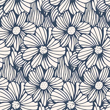 simsearch:400-07510594,k - Seamless pattern - black and white  flower background.Vector illustration. Stock Photo - Budget Royalty-Free & Subscription, Code: 400-07831996