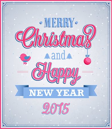 simsearch:400-08647286,k - Merry Christmas and Happy New Year typographic design. Vector illustration. Foto de stock - Super Valor sin royalties y Suscripción, Código: 400-07832000