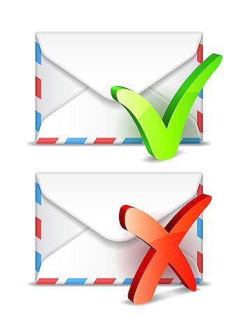 Two white envelopes with check symbols. Stock Photo - Budget Royalty-Free & Subscription, Code: 400-07832067