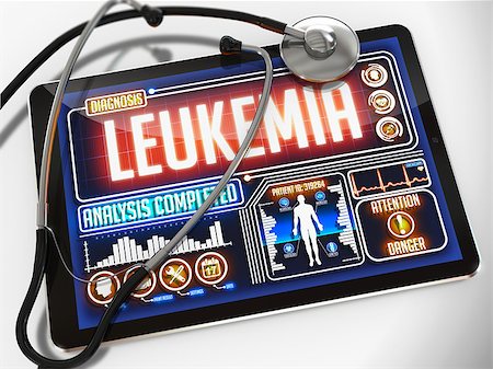 Medical Tablet with the Diagnosis of Leukemia on the Display and a Black Stethoscope on White Background. Photographie de stock - Aubaine LD & Abonnement, Code: 400-07832312