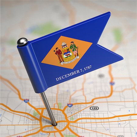 states flag and atlas - Small Flag of Delaware on a Map Background with Selective Focus. Stock Photo - Budget Royalty-Free & Subscription, Code: 400-07832366