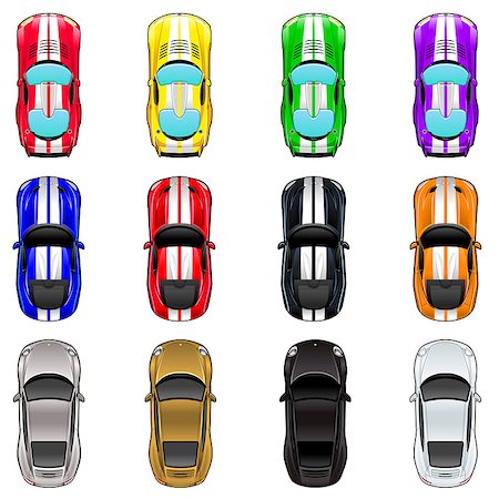 Set of three cars in four different colors. Vector isolated objects. Stock Photo - Budget Royalty-Free & Subscription, Code: 400-07832539