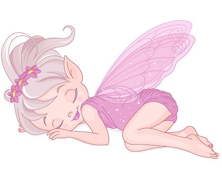 simsearch:400-08015077,k - Illustration of cute pink fairy is sleeping Foto de stock - Super Valor sin royalties y Suscripción, Código: 400-07832575