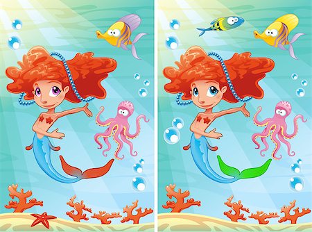 Spot the differences. Two images with ten changes between them, vector and cartoon illustrations Stock Photo - Budget Royalty-Free & Subscription, Code: 400-07832612