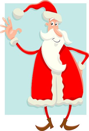 simsearch:400-07062650,k - Cartoon Illustration of Funny Flat Design Santa Claus on Christmas Fotografie stock - Microstock e Abbonamento, Codice: 400-07832669