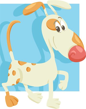 simsearch:400-07832657,k - Cartoon Illustration of Funny Spotted Dog on Walk Foto de stock - Royalty-Free Super Valor e Assinatura, Número: 400-07832663