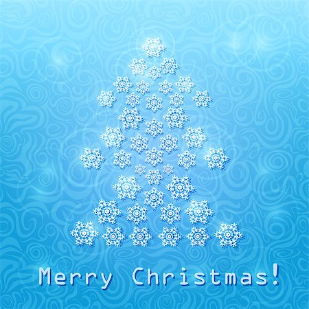 simsearch:400-07836814,k - Abstract Christmas Tree Composed From Snowflakes. Vector Winter Card Foto de stock - Super Valor sin royalties y Suscripción, Código: 400-07832898