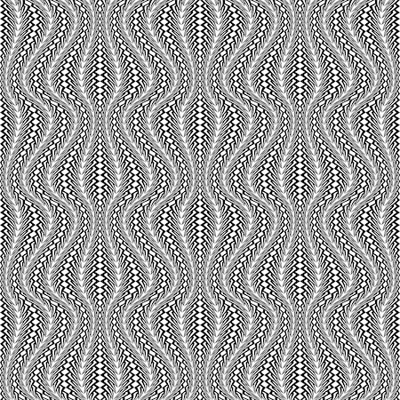 simsearch:400-07827654,k - Design seamless monochrome stripy pattern. Abstract warped textured background. Vector art Stock Photo - Budget Royalty-Free & Subscription, Code: 400-07833015