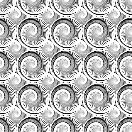 simsearch:400-07830300,k - Design seamless monochrome whirlpool twisted pattern. Abstract textured background. Vector art Foto de stock - Super Valor sin royalties y Suscripción, Código: 400-07833016