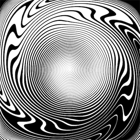 simsearch:400-07278597,k - Design monochrome vortex movement illusion background. Abstract strip lines warped backdrop. Vector-art illustration Stock Photo - Budget Royalty-Free & Subscription, Code: 400-07833076