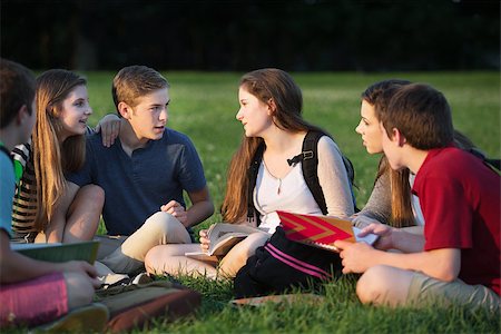 Group of Caucasian teenage students doing homework Stock Photo - Budget Royalty-Free & Subscription, Code: 400-07833262