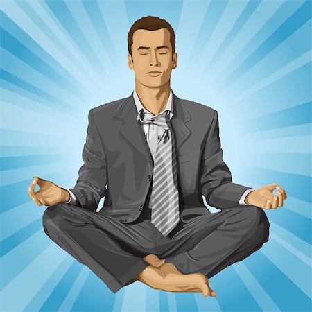 Relax concept. Vector businessman in lotus pose meditating Stock Photo - Budget Royalty-Free & Subscription, Code: 400-07833352