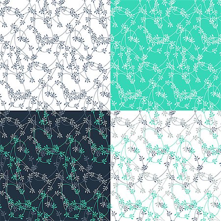 simsearch:400-07836785,k - Vector set of seamless patterns with the intertwining branches. Stock Photo - Budget Royalty-Free & Subscription, Code: 400-07833395