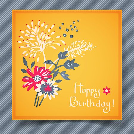 Birthday card with flowers. The illustration contains transparency and effects. EPS10 Photographie de stock - Aubaine LD & Abonnement, Code: 400-07833518