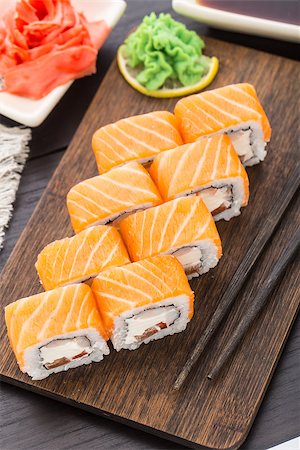 simsearch:400-05682309,k - Sushi roll with salmon, shrimp and tomato Stock Photo - Budget Royalty-Free & Subscription, Code: 400-07833586