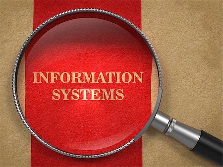 Information Systems through Magnifying Glass on Old Paper with Red Vertical Line. Stock Photo - Budget Royalty-Free & Subscription, Code: 400-07833723
