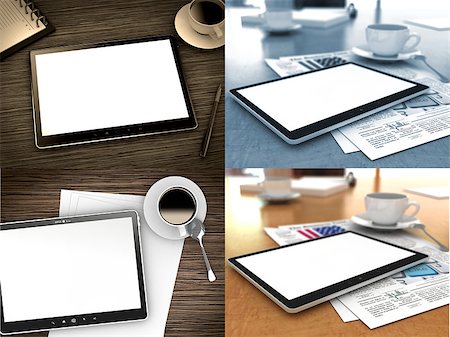 simsearch:400-08919132,k - Tablet PC with Blank Screen on Table. Work Concept. Foto de stock - Super Valor sin royalties y Suscripción, Código: 400-07833777