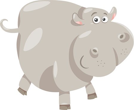 simsearch:400-07833918,k - Cartoon Humorous Illustration of Happy Hippo or Hippopotamus Animal Character Photographie de stock - Aubaine LD & Abonnement, Code: 400-07833918