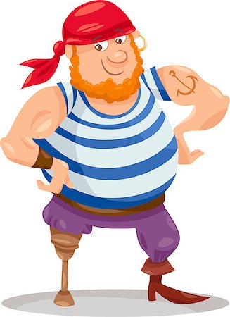 simsearch:400-08164280,k - Cartoon Illustration of Funny Pirate Officer with Peg Leg Stockbilder - Microstock & Abonnement, Bildnummer: 400-07833943