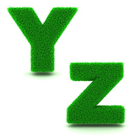 Letters Y, Z - Alphabet Set of Green Grass on White Background in 3d. Stock Photo - Budget Royalty-Free & Subscription, Code: 400-07840004