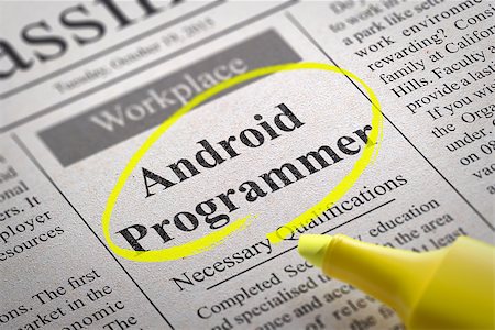 simsearch:400-07819447,k - Android Programmer Jobs in Newspaper. Job Seeking Concept. Stock Photo - Budget Royalty-Free & Subscription, Code: 400-07840065