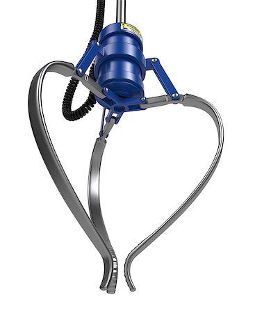 robotic arm - Closed Metal Robotic Claw in Blue Color Isolated on White Background, bottom view. Stock Photo - Budget Royalty-Free & Subscription, Code: 400-07840088