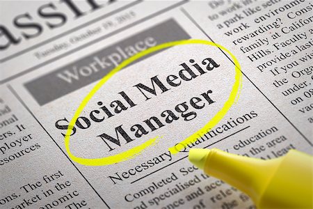 simsearch:400-07819447,k - Social Media Manager Jobs in Newspaper. Job Seeking Concept. Stock Photo - Budget Royalty-Free & Subscription, Code: 400-07840093