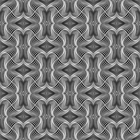 simsearch:400-07676348,k - Design seamless monochrome warped grid wave pattern. Abstract textured background. Vector art. No gradient Stock Photo - Budget Royalty-Free & Subscription, Code: 400-07840315