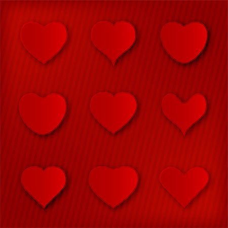 simsearch:400-07955839,k - Various red heart shape icons with shadow over textured background Foto de stock - Super Valor sin royalties y Suscripción, Código: 400-07840467