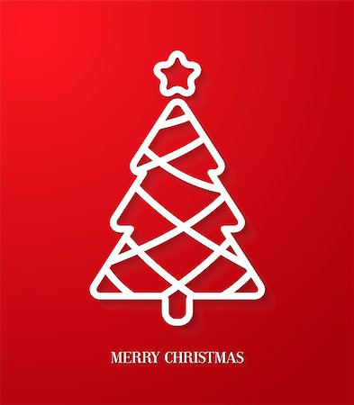 Greeting card with paper cut Christmas tree. Vector Illustration. Stock Photo - Budget Royalty-Free & Subscription, Code: 400-07840545