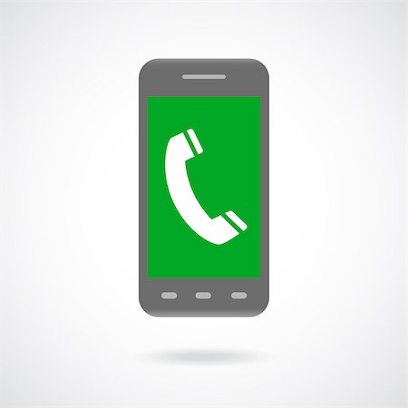 Handset sign in smartphone Icon Symbol. Flat Design collection. Vector illustration Stock Photo - Budget Royalty-Free & Subscription, Code: 400-07840581